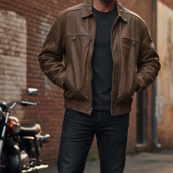 Winston Other - Winston Woods Vintage Leather Jacket Mens sz 42 Bomber Aviator USA 90s Cigarette